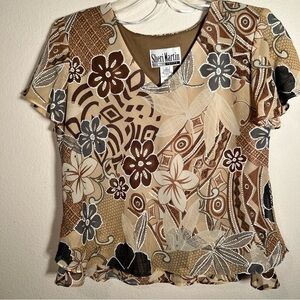 Sheri Martin Graphic Top and Skirt Brown Black